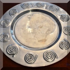 K20. Metal charger with swirls. 16” x 12” - $18